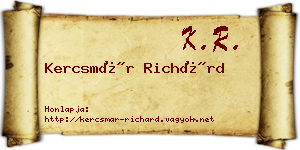 Kercsmár Richárd névjegykártya
